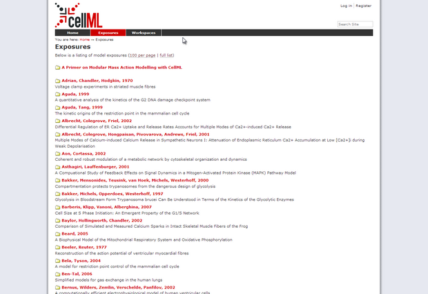 CellML Model Repository model listing